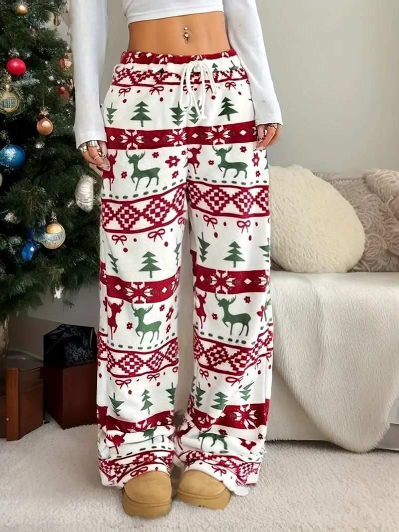 WinterElk Lounge | Christmas Elk Cartoon Flannel Pajamas