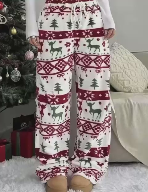 WinterElk Lounge | Christmas Elk Cartoon Flannel Pajamas